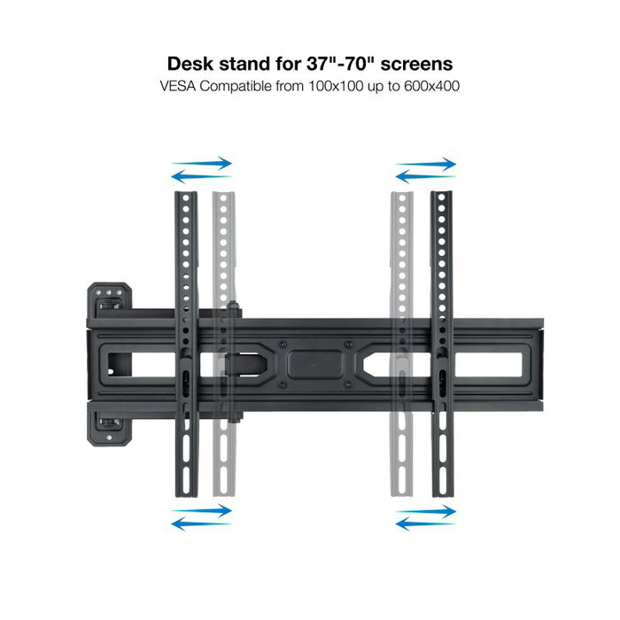TooQ Soporte Pared TV Giratorio Inclinable LP7863TN-B para TV 37-70" hasta 35 kg, Negro, Nivelable, Compatible Curvas y VESA 100x100 a 600x400